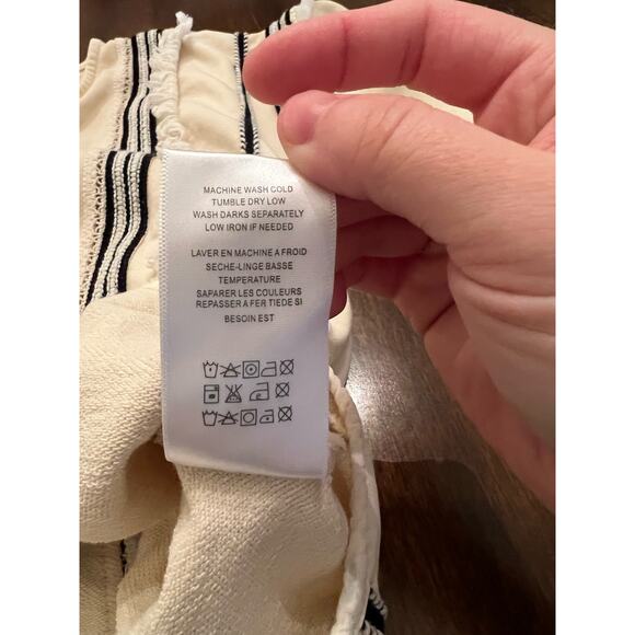 Anthropologie Eri + Ali Women’s Santillana Fringed Top Boho Small Cream Black - Picture 6 of 9